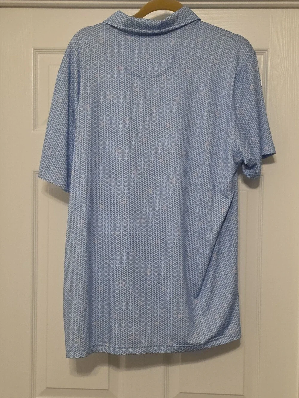 Men's Light Blue Micro-Pattern Polo Shirt
